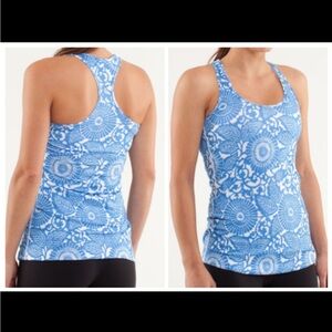 Lululemon Cool Racerback Beachy Floral White Porcelaine size 6 in EUC.